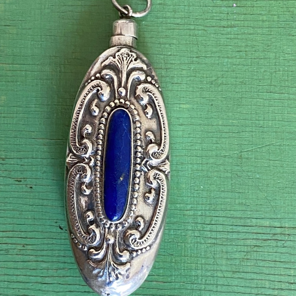 Haydin Victorian Sterling Silver Lapis Vintage Pendant